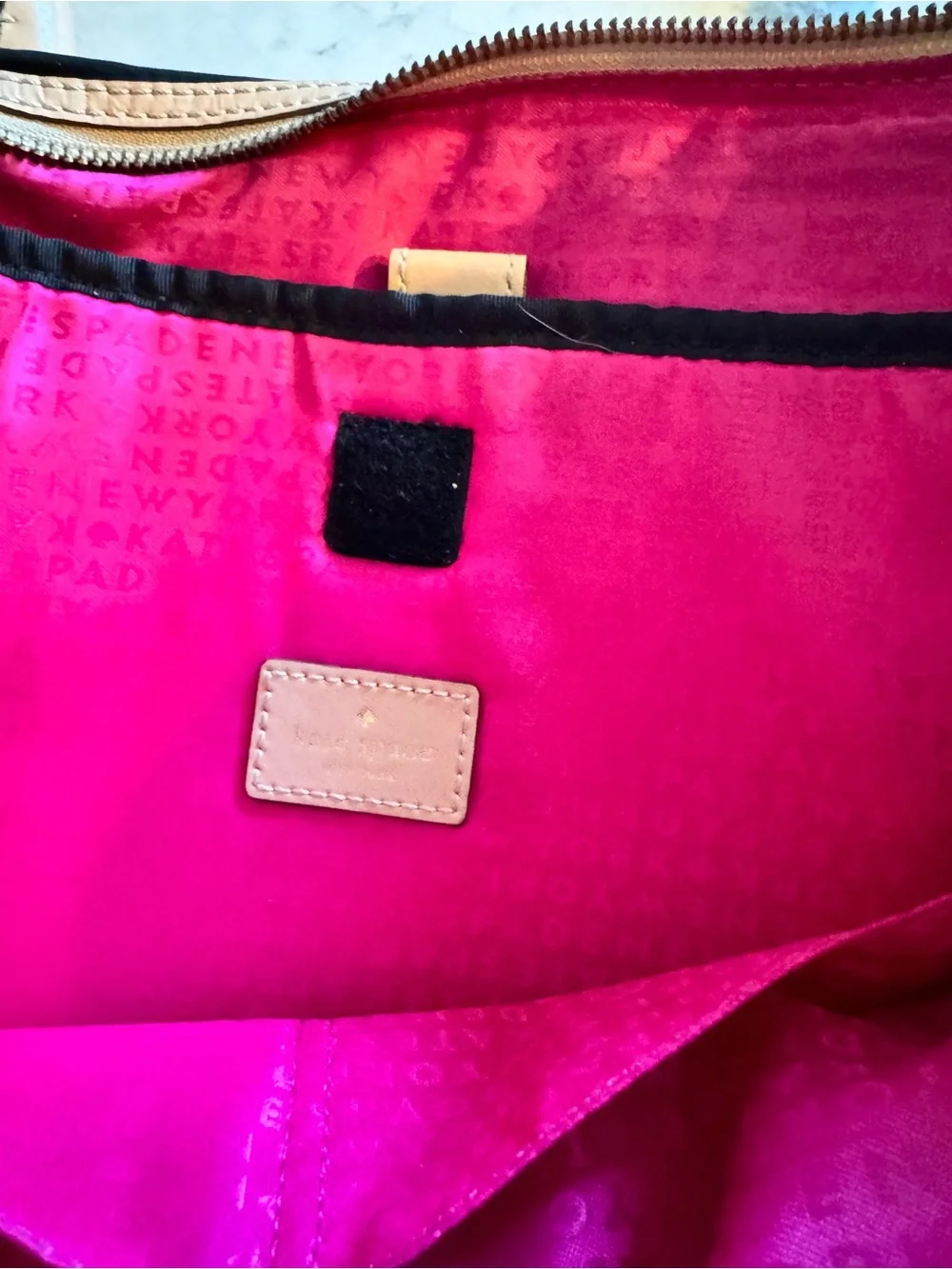 Kate Spade New York Black Nylon Laptop Tote Work Bag Pink Lining Leather Trim Mi